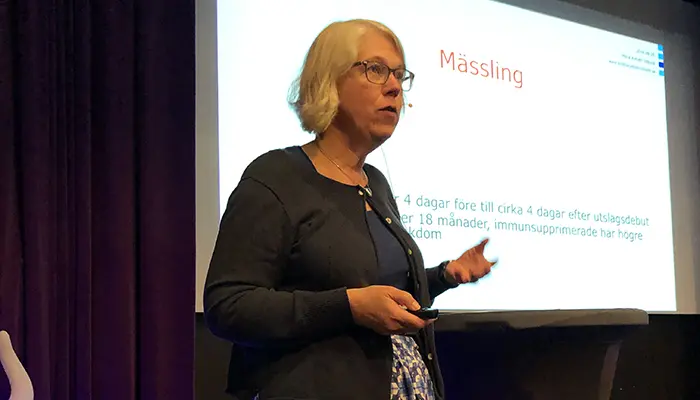 Maria Rotzén Östlund föreläste om mässling. Foto: Elin Jerremalm